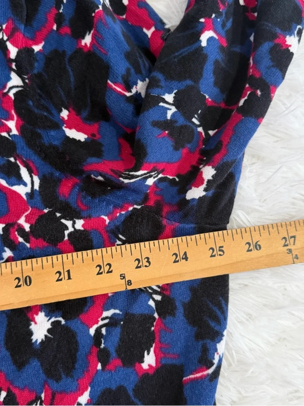 Talbots Womens 3/4 Sleeve Floral Button Up Cardigan Sweater Navy Pink Spring - Picture 4 of 7